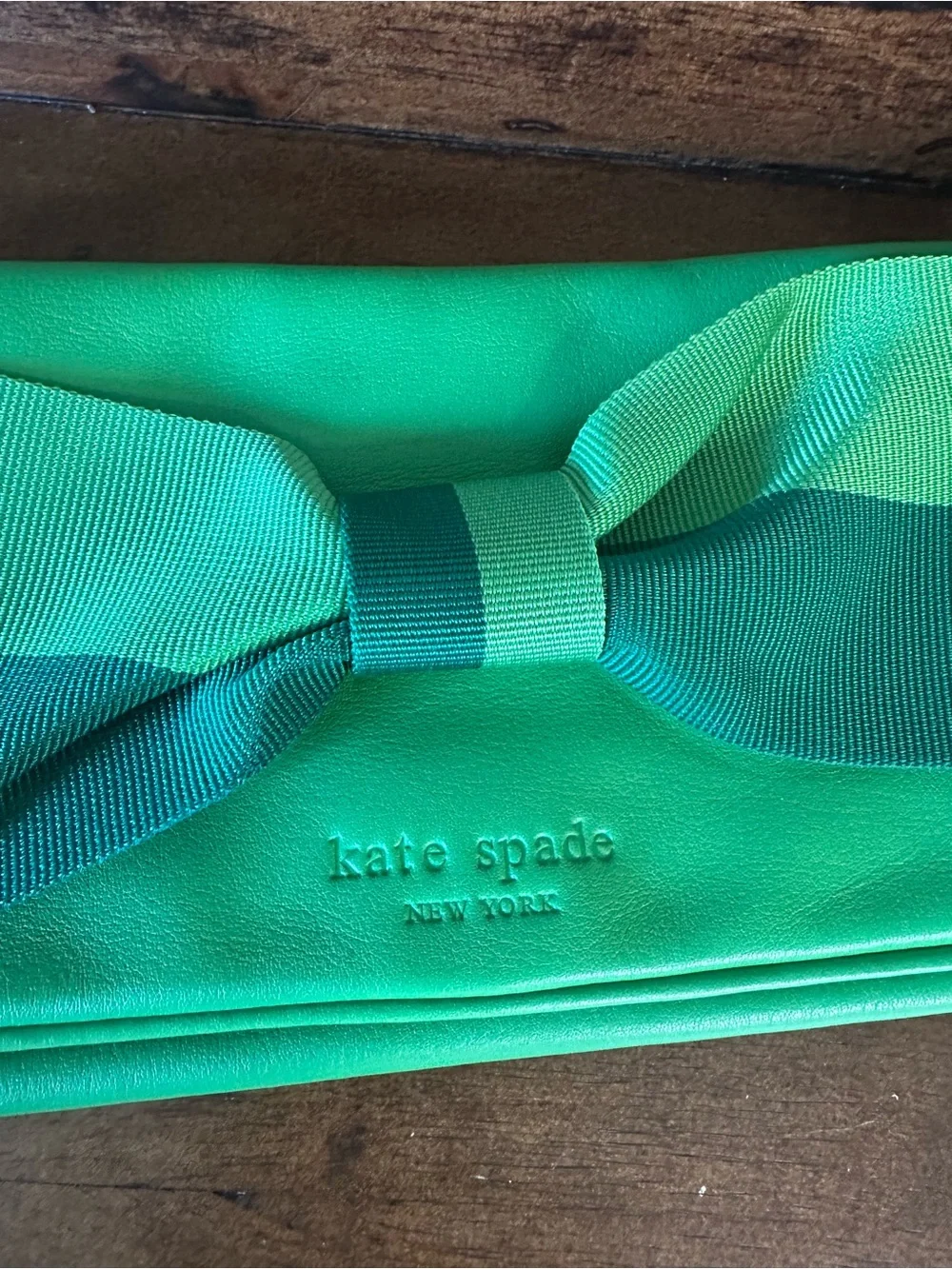 Kate Spade $245 MSRP Mirra Green Bow Clutch